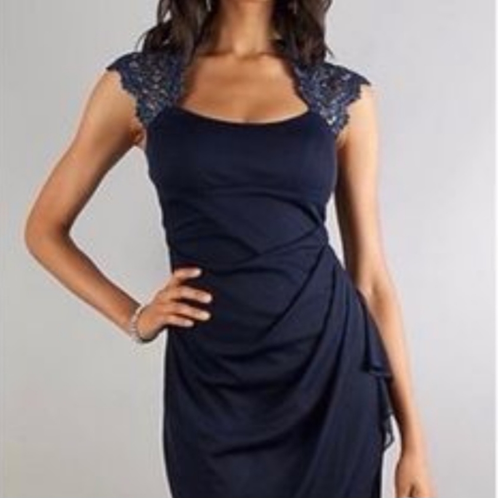 XSCAPE Navy Knee-Length Dress